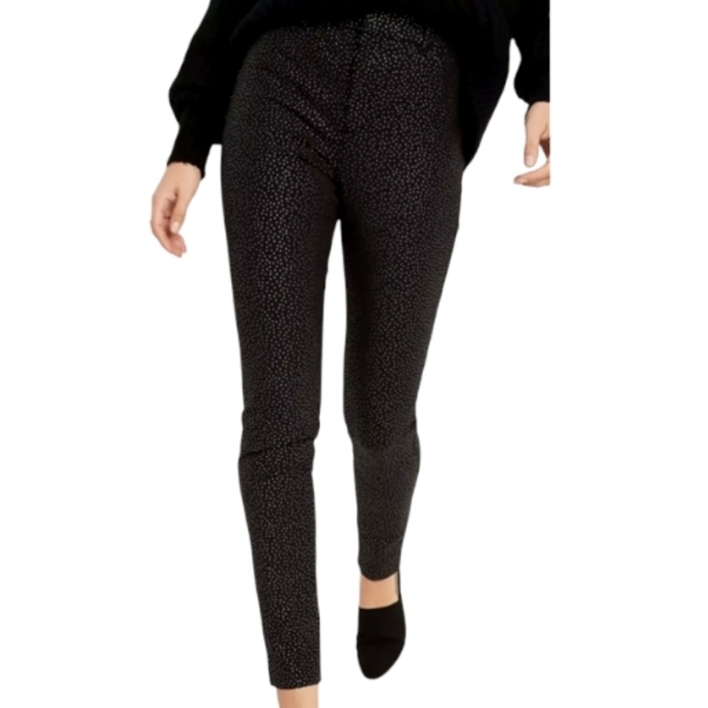 OLD NAVY Black Gold Metallic Foil Polka Dot PIXIE High Rise Pants Size 12